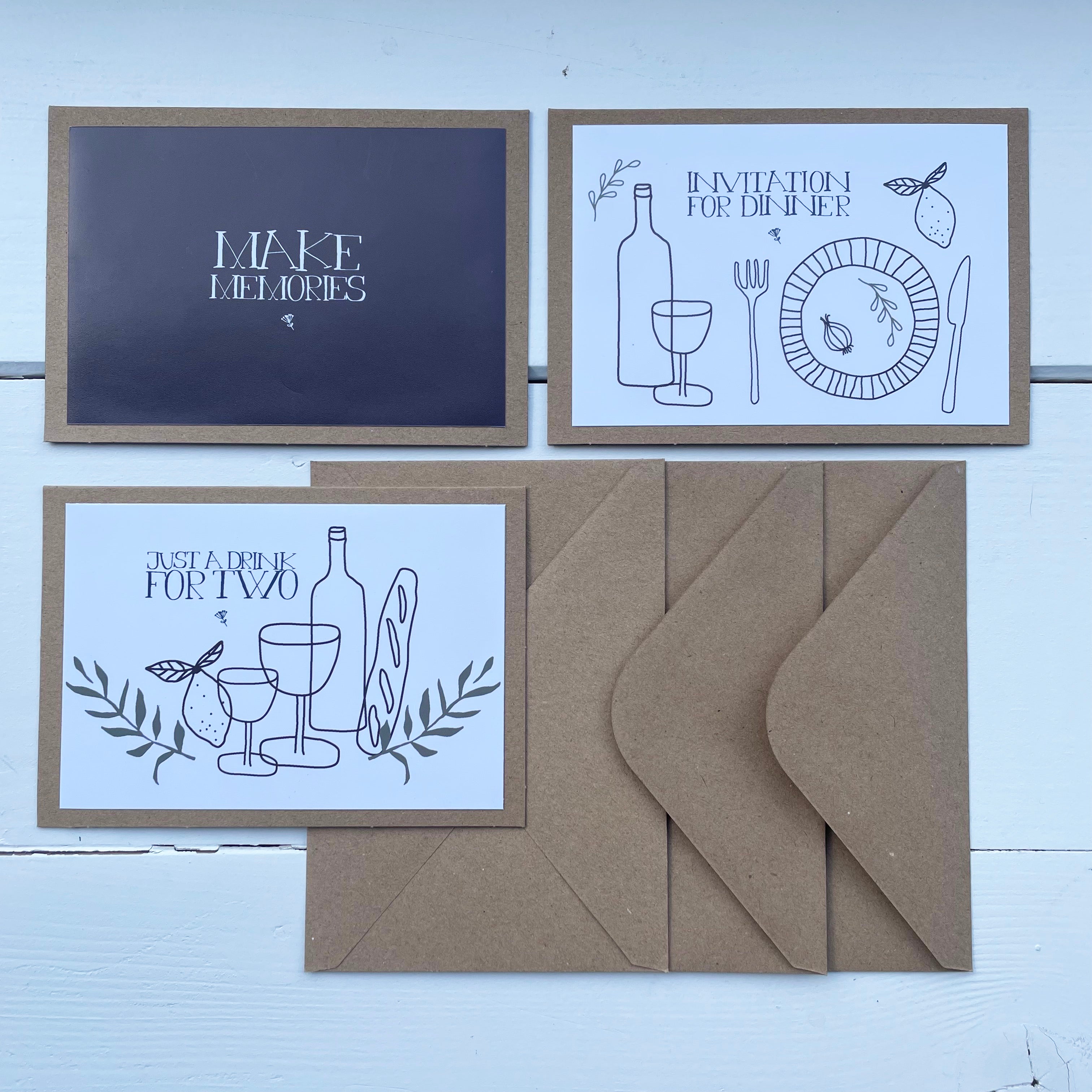 Set of 3 handmade paper Memory cards